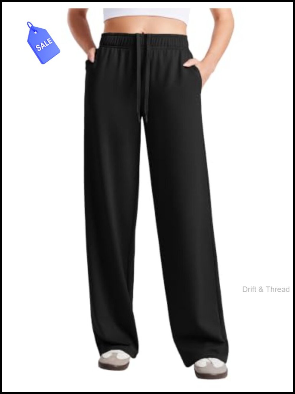 Wide Leg Sweatpants High Waisted Baggy Lounge Travel Pants with Pockets